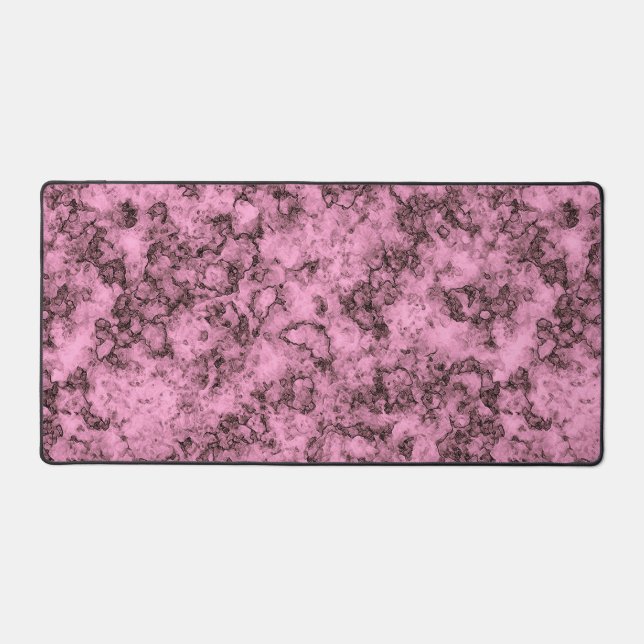 Beautiful pink bright marble dark veins desk mat (Front)