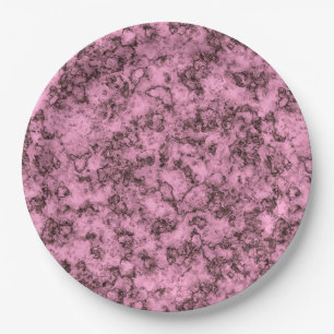Beautiful pink bright marble dark veins paper plate