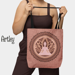 Beautiful Pink Buddha Mandala Monochromatic  Tote Bag