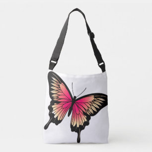 Beautiful Pink Butterfly Cross Body Tote Bag