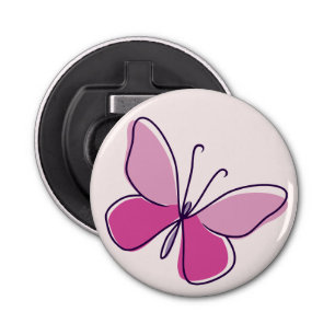 Beautiful Pink Butterfly Doodle Bottle Opener