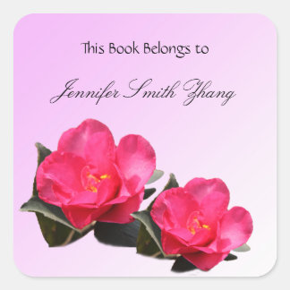 beautiful pink camellia flowers book sticker