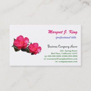 beautiful pink camellia flowers business card