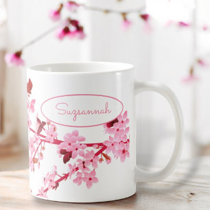 Beautiful Pink Cherry Blossom Floral Custom Coffee Mug
