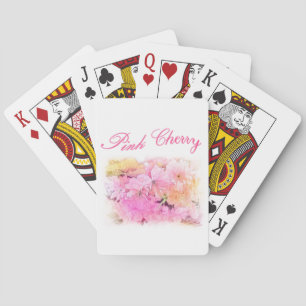 beautiful pink cherry flowers floral photo art. playing cards