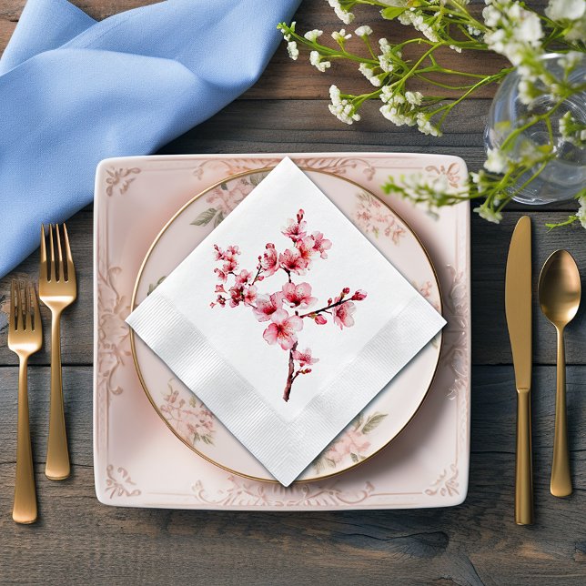 Beautiful Pink Cherry Tree Blossoms Napkin (Creator Uploaded)