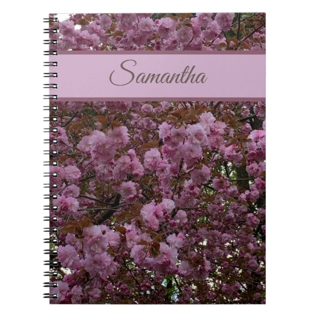 Beautiful Pink Cherry Tree Photography Personalise Notebook (Front)