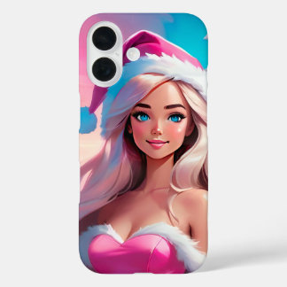 Beautiful Pink Christmas Girl 01 iPhone 16 Case