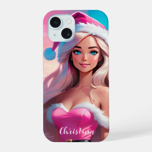 Beautiful Pink Christmas Girl 01 iPhone 15 Case