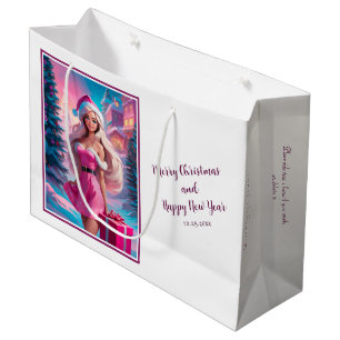 Beautiful Pink Christmas Girl 01 Large Gift Bag