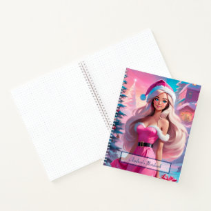 Beautiful Pink Christmas Girl 01 Notebook