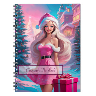 Beautiful Pink Christmas Girl 01 Notebook
