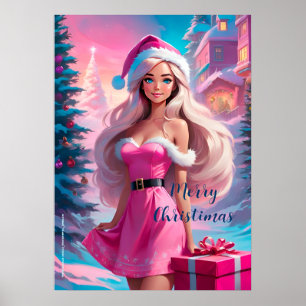 Beautiful Pink Christmas Girl 01 Poster