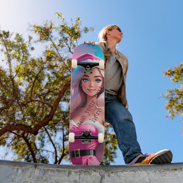 Beautiful Pink Christmas Girl 01 Skateboard (Outdoor 1)