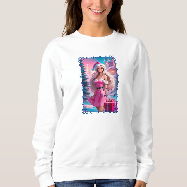 Beautiful Pink Christmas Girl 01 Sweatshirt (Front)