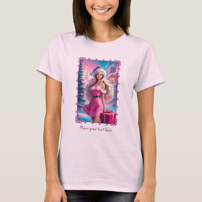 Beautiful Pink Christmas Girl 01 T-Shirt (Front)