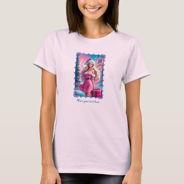Beautiful Pink Christmas Girl 01 T-Shirt (Front)