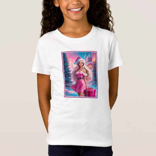 Beautiful Pink Christmas Girl 01 T-Shirt (Front)