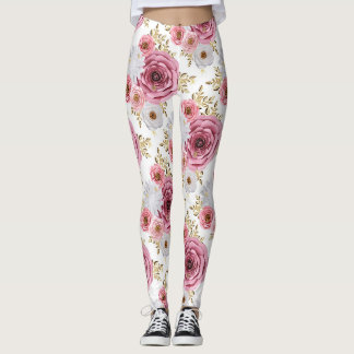 Beautiful Pink colour with Rose floral design Leggings