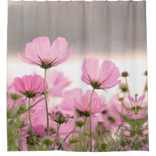Beautiful Pink Cosmos Garden Flowers Floral  Shower Curtain