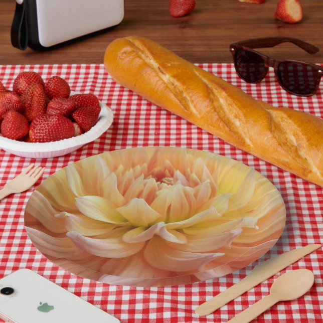 Beautiful Pink Dahlia Floral Paper Plate (Picnic)