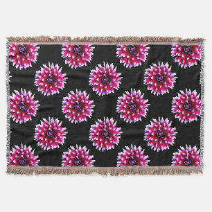 Beautiful Pink Dahlia Flower Nature Pattern Throw Blanket