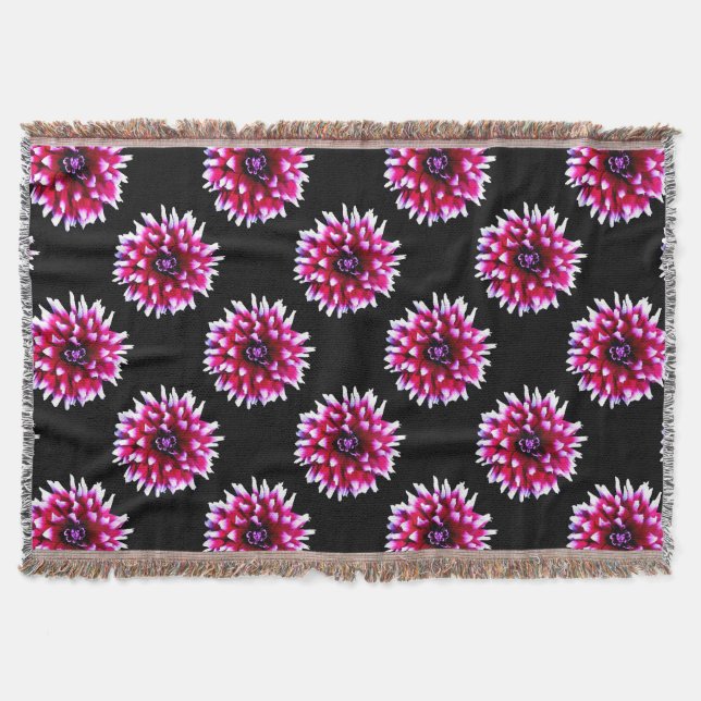 Beautiful Pink Dahlia Flower Nature  Pattern Throw Blanket (Front)