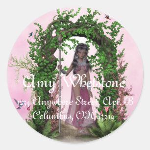 Beautiful Pink Elf under an Archway Address Labels