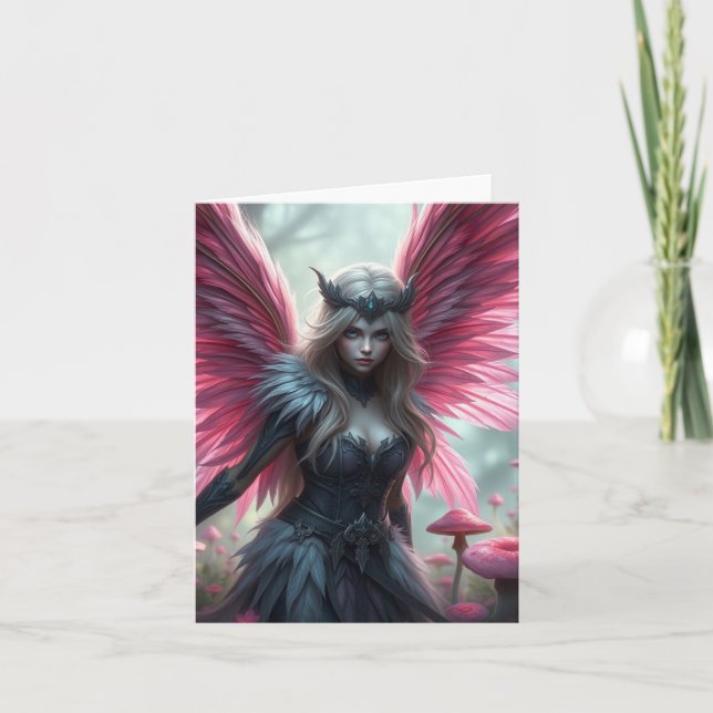 Beautiful Pink Fairy Portrait Card (Front)
