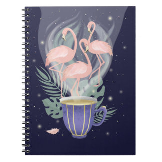 Beautiful Pink Flamingo Exotic Tea Time Notebook
