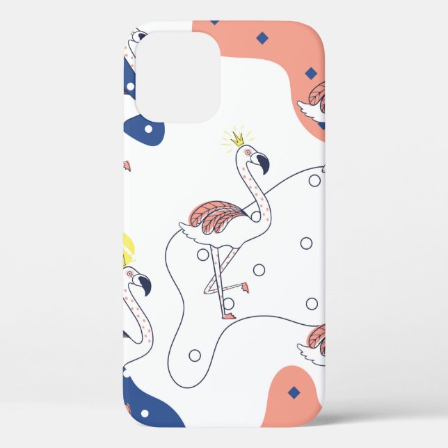 Beautiful pink flamingo with crown seamless patter Case-Mate iPhone case (Back)