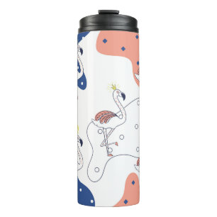 Beautiful pink flamingo with crown seamless patter thermal tumbler