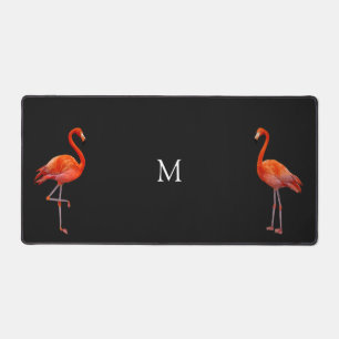 Beautiful Pink Flamingos & Monogram Desk Mat