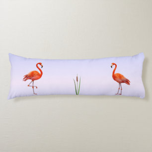 Beautiful Pink Flamingos on Light Blue Shades Body Cushion