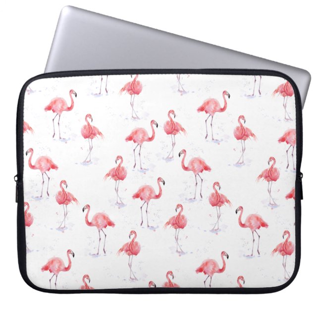 Beautiful pink flamingos pattern laptop sleeve (Front)
