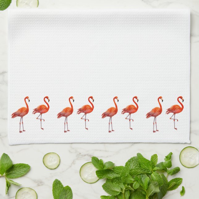 Beautiful Pink Flamingos Tea Towel (Folded)