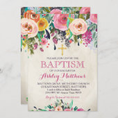 Beautiful Pink Floral BAPTISM Invitation (Front/Back)