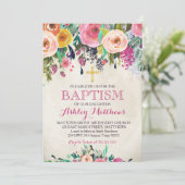 Beautiful Pink Floral BAPTISM Invitation (Standing Front)