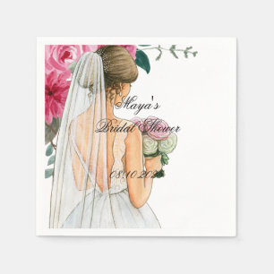 beautiful pink floral bridal shower napkin