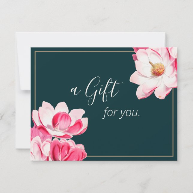 Beautiful Pink Floral Magnolia  Gift Certificate (Front)