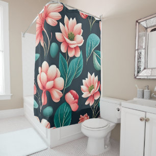 Beautiful Pink Floral Pattern Shower Curtain