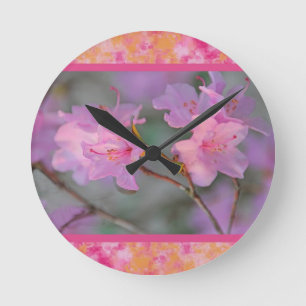 Beautiful Pink Floral Plate Round Clock