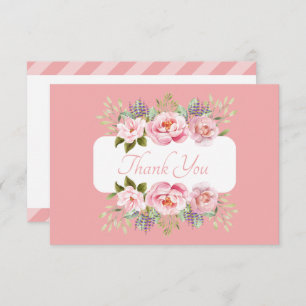 Beautiful Pink Floral Thank You Card