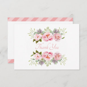 Beautiful Pink Floral Thank You Card