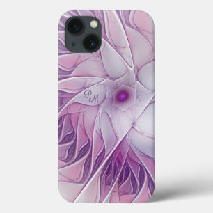 Beautiful Pink Flower Abstract Fractal Initials iPhone 13 Case
