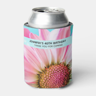 Beautiful Pink Flower Close Up Photo Birthday Can Cooler