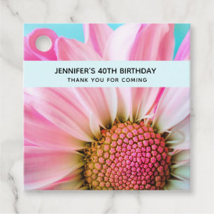 Beautiful Pink Flower Close Up Photo Birthday Favour Tags