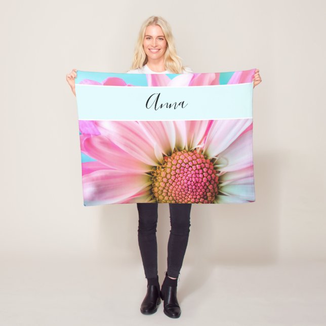 Beautiful Pink Flower Close Up Photo Fleece Blanket (In Situ)