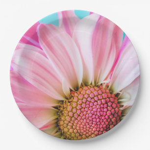 Beautiful Pink Flower Close Up Photo Paper Plate