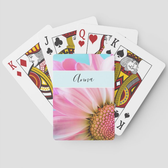 Beautiful Pink Flower Close Up Photo Playing Cards (Back)